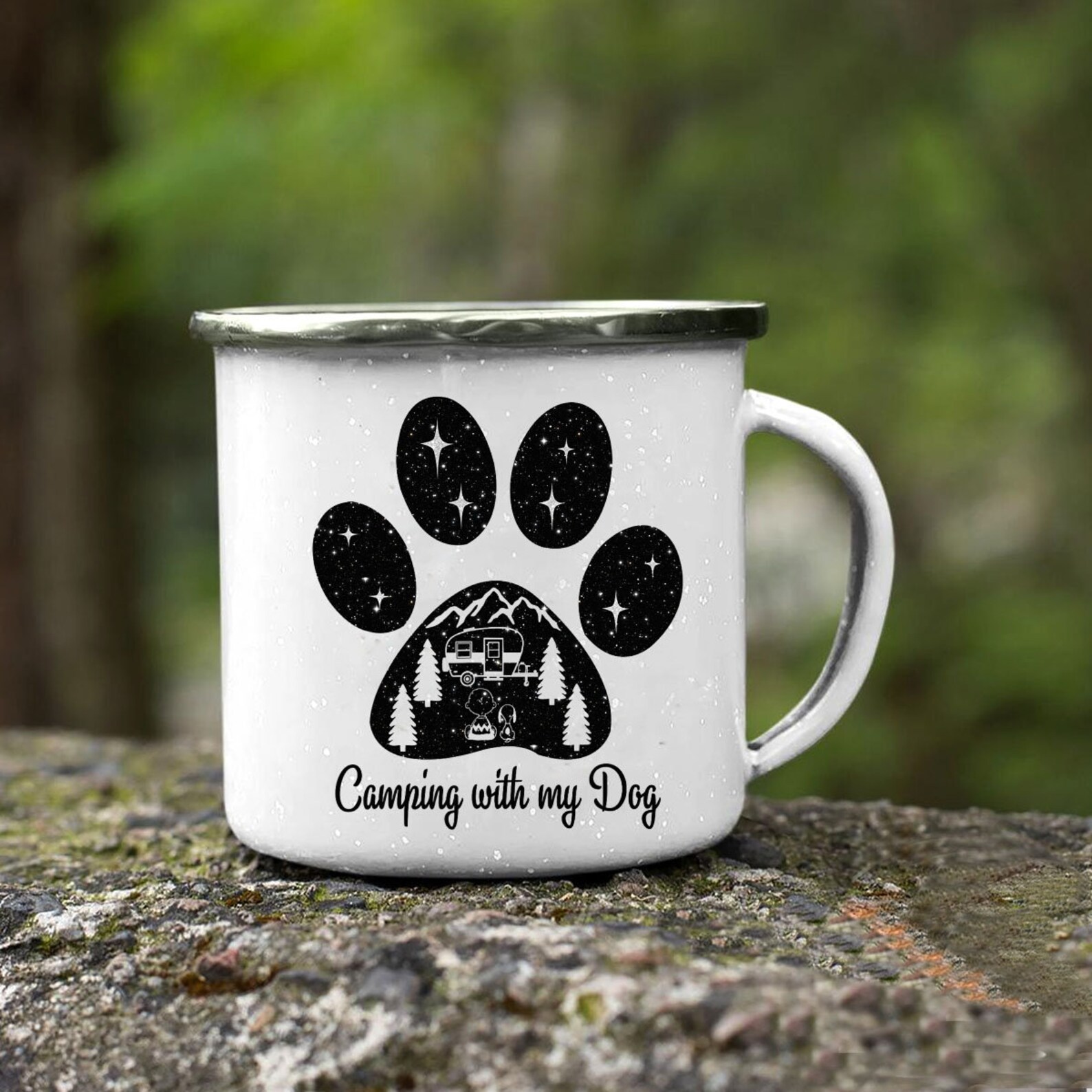 Enamel Camping Mug Camping Lover Camping With My Dog Mug Etsy
