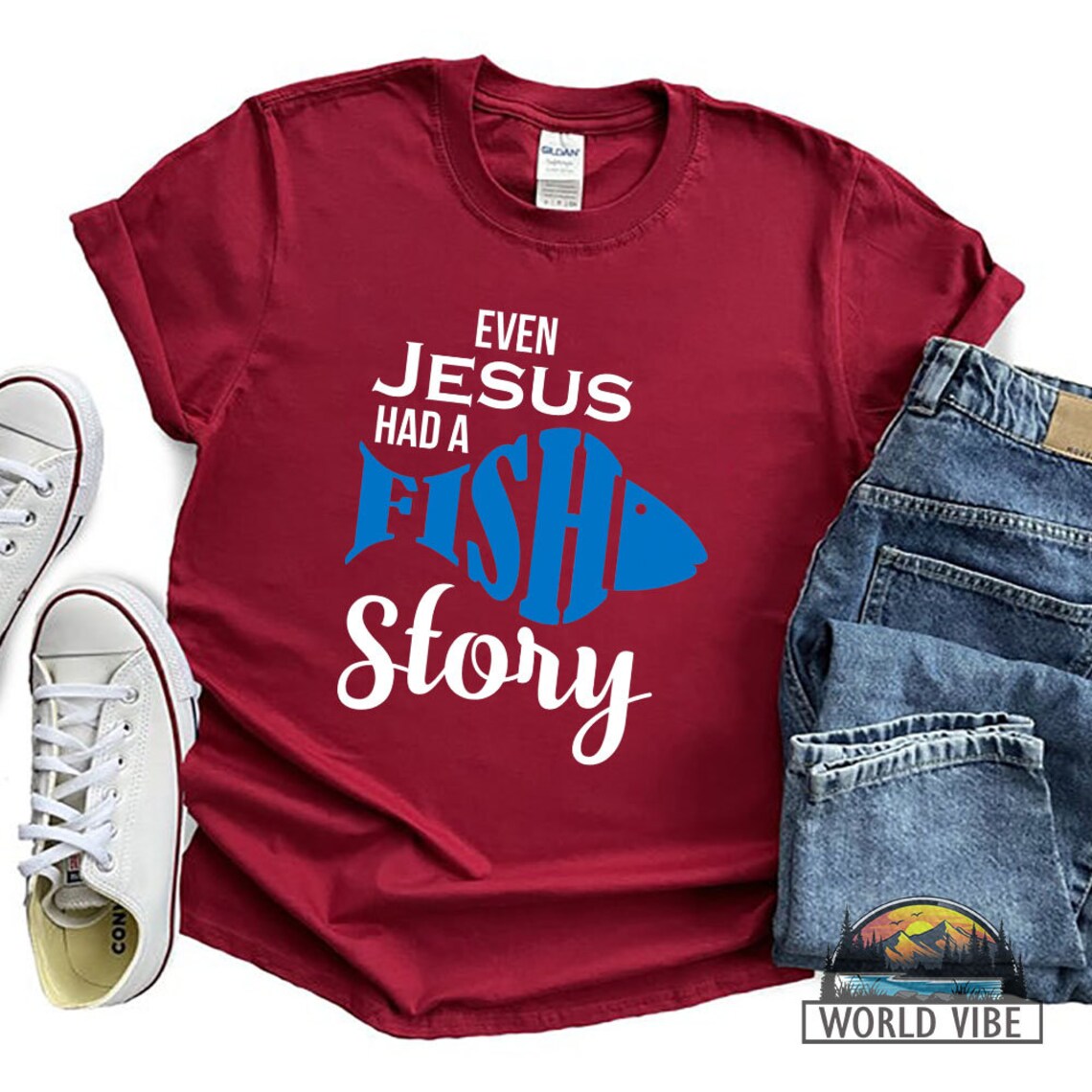 Fishing Shirt Christian Fishing Gift Shirt Jesus Shirt Fish Etsy