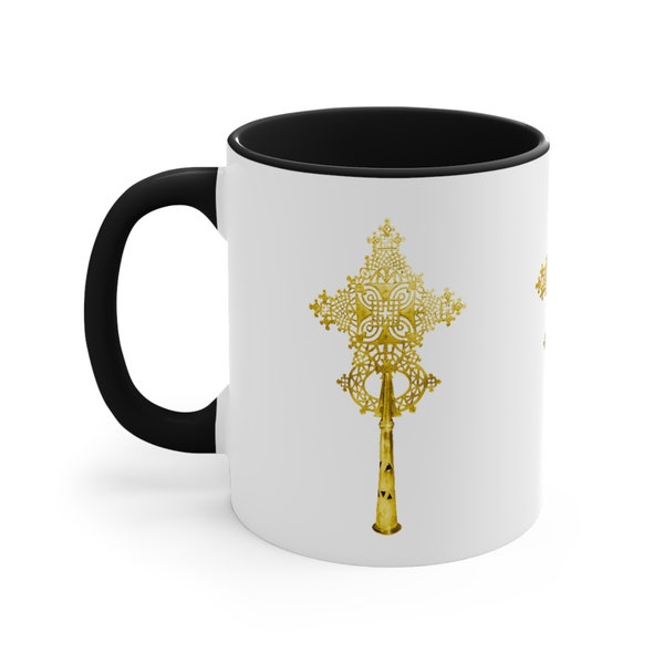 Accent Coffee Mug, Ethiopian Orthodox Church Cross, Ethiopian Cross Classic Mug, Gifts For Women, Gifts For Men, Coffee Cup, 11oz