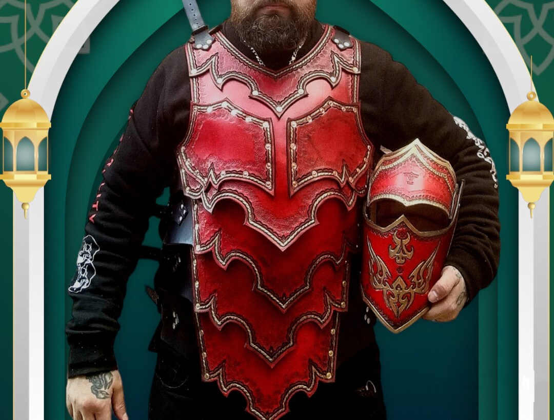 Medieval Leather Armour and Helmet Handmade Viking Fantasy Armour for