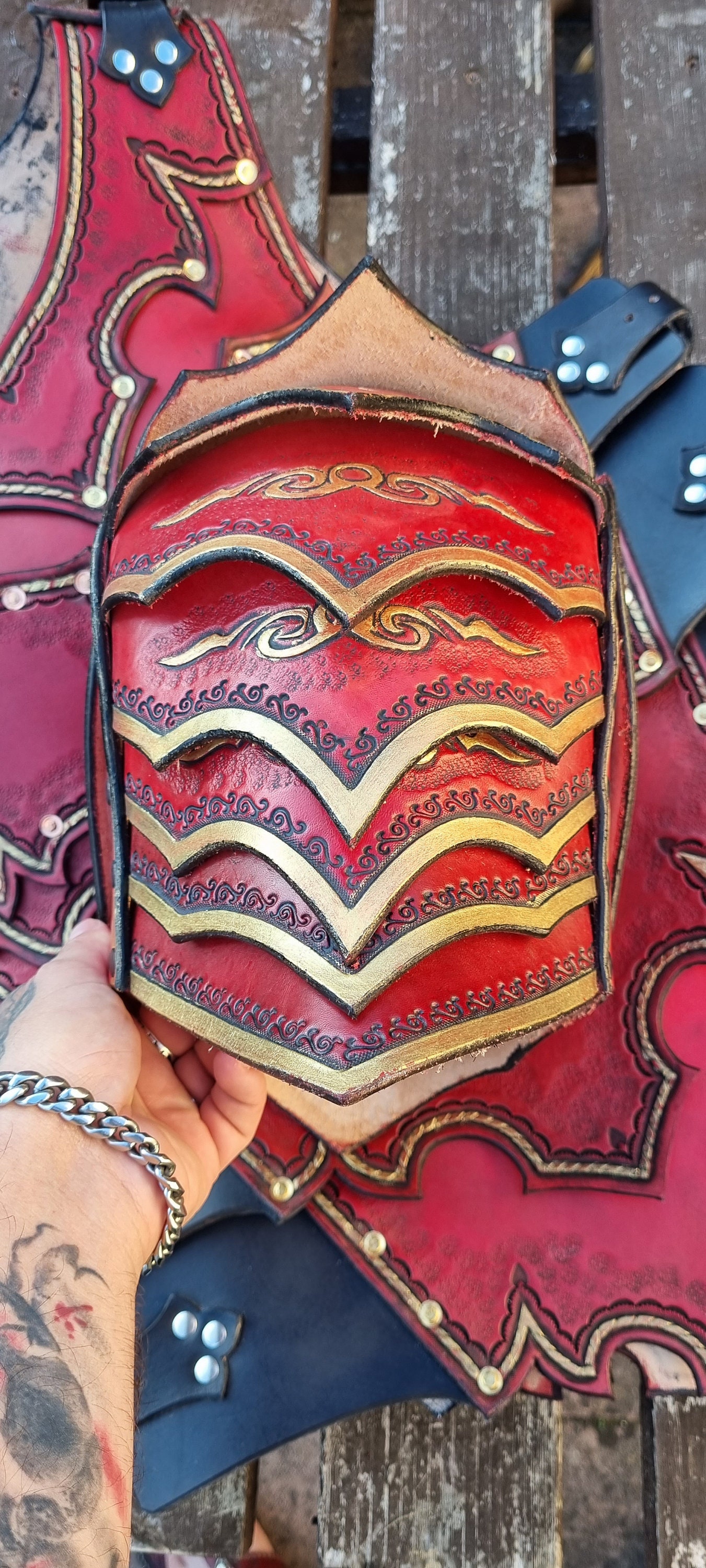 Medieval Leather Armour and Helmet Handmade Viking Fantasy Armour for