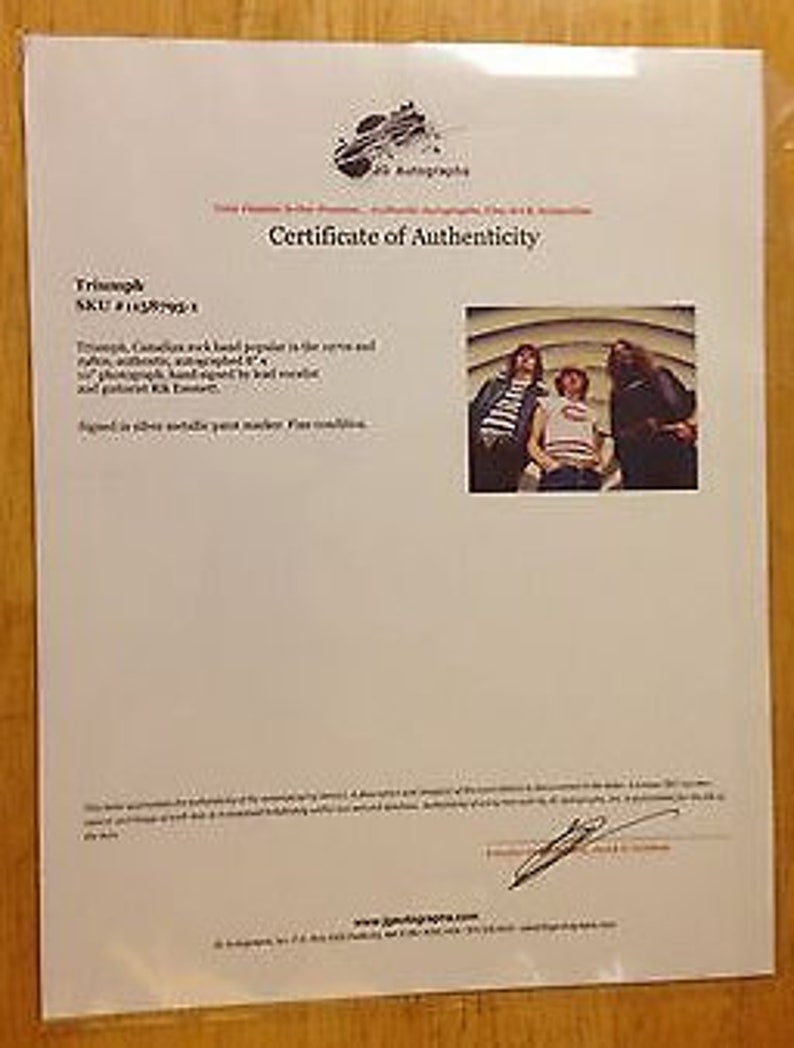 Signed Rik Emmett 8 x 10 photograph of TRIUMPH UACC Canada