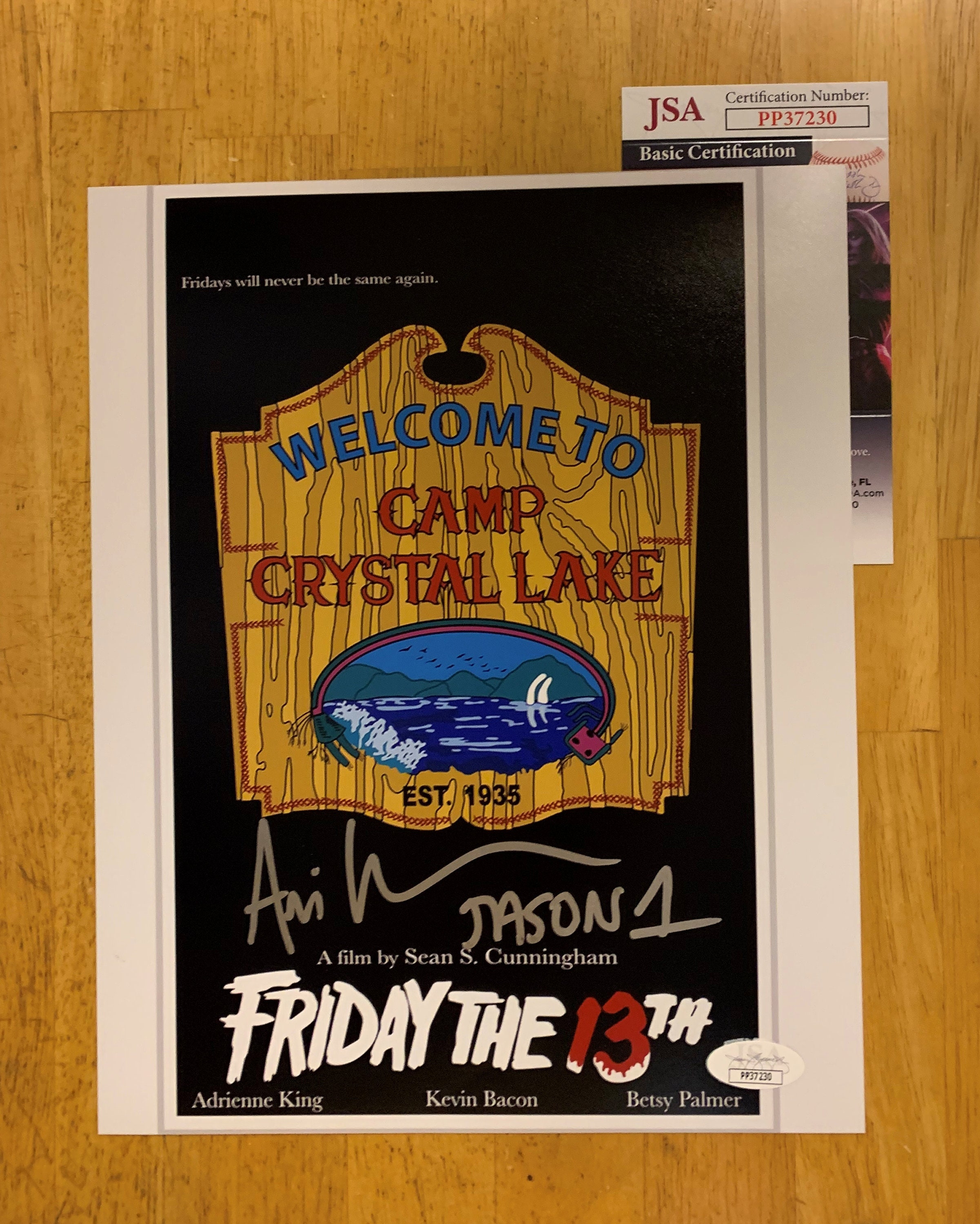 ARI LEHMAN Friday the 13th "JASON 1" signed 11x17 movie poster photo ~ BAS COA 