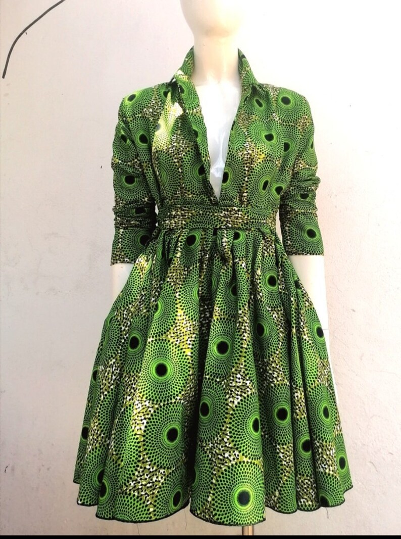 robe en wax verte image 2