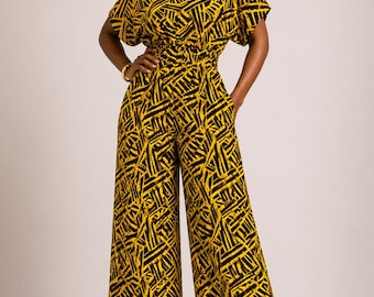 Macacão Ankara com mangas quimono