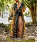 Trendy long ankara kimono product logo