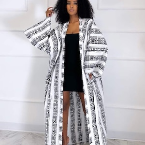 Long bogolan African wax kimono