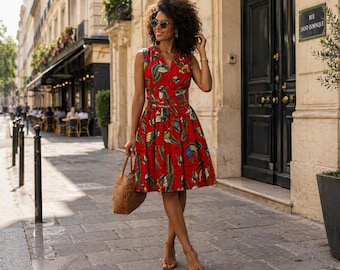 Vestido estampado Infinity Wax: elegancia versátil y estilo africano moderno.