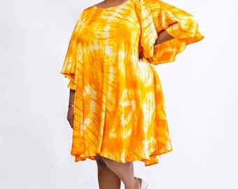 Short flared African silk DRESS