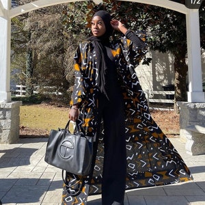 Long ankara bogolan kimono