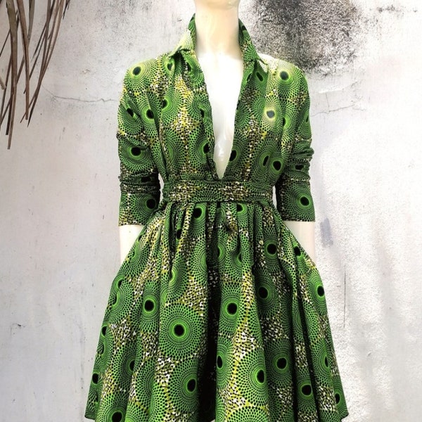 robe en wax verte