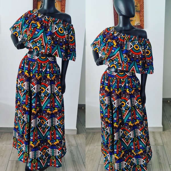 ensemble 2 pièces  jupe +top  ankara