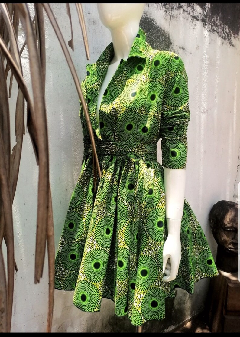 green wax dress image 3