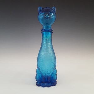 Rare Vintage Mini Cat 9 inch tall Empoli decanter blue color - Vintage art deco,Vintage empoli Made in Italy since 1960s