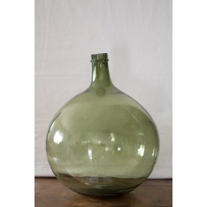 Antique French Green Demijohn Carboy Wine Bottle bulled 5L old 1950-1960s - antique collection