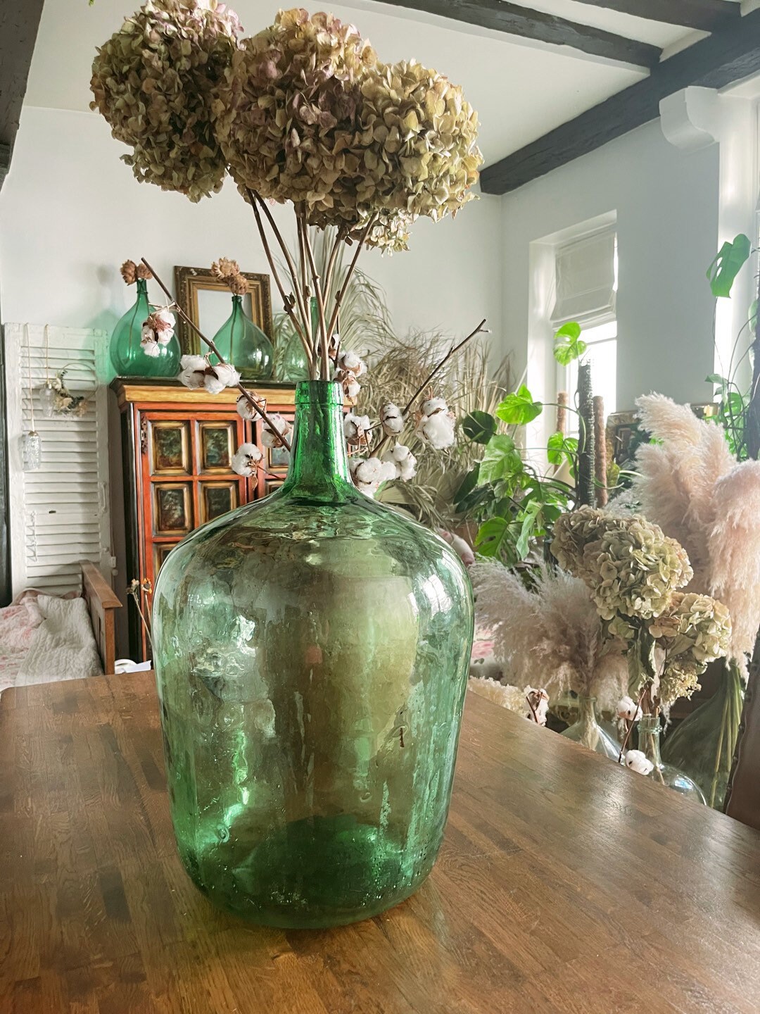 xl Size Antique French Dame Jeanne Visera 30L Green Color 1960S