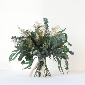 Preserved greenery composition floral bridal bunch, boho chic decoration, wedding bunch, home decoration