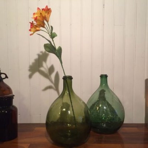 Dame Jeanne 5L Vert Olive Ancien, Antique Vase