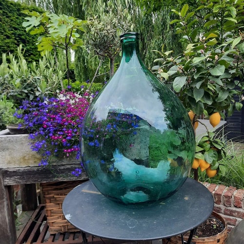 XXL Antique French Dame Jeanne 54L Light Green 1960s Antique Etsy