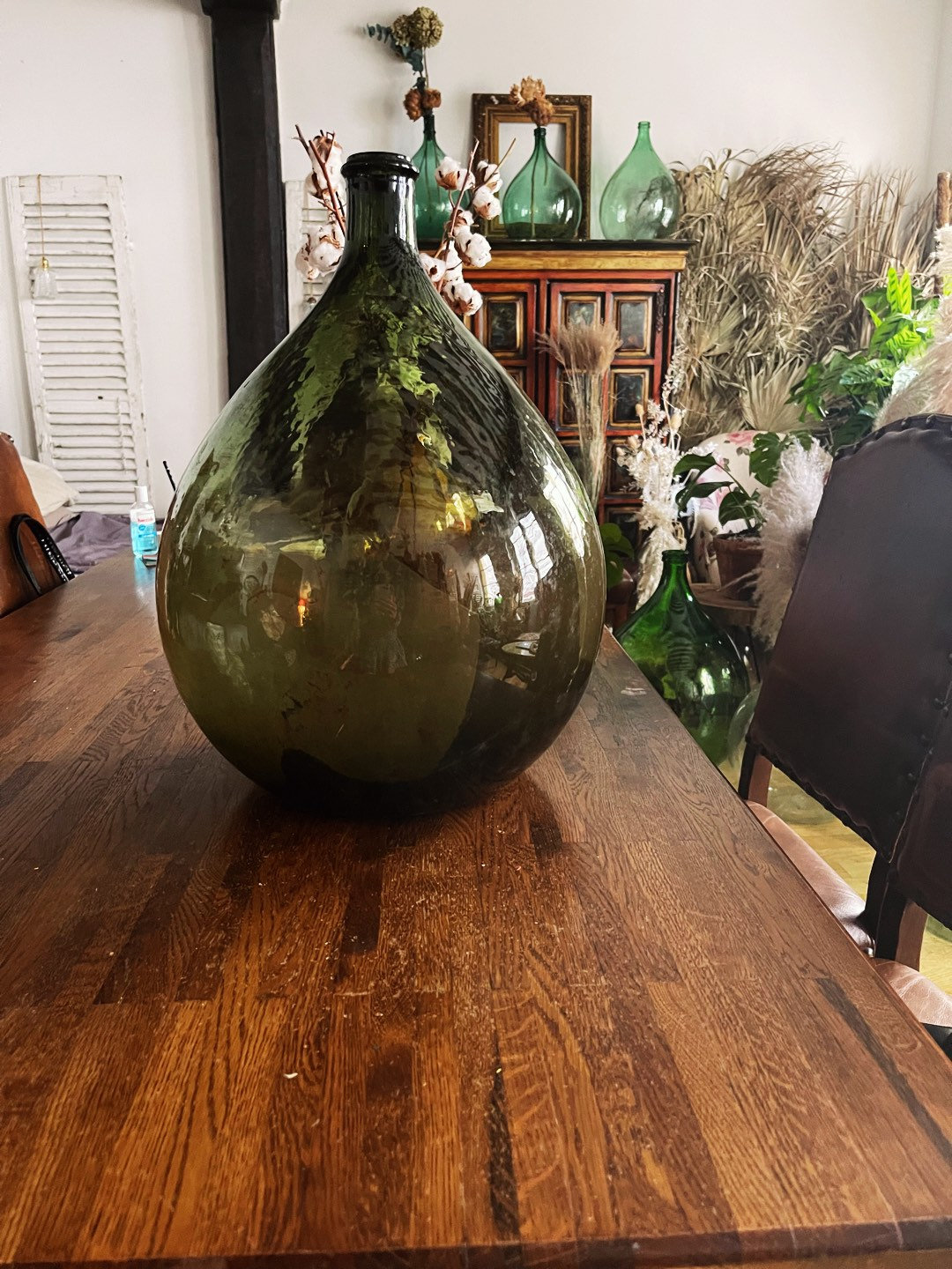 Large antique French Demijohn 25L green onion vintage vase Etsy