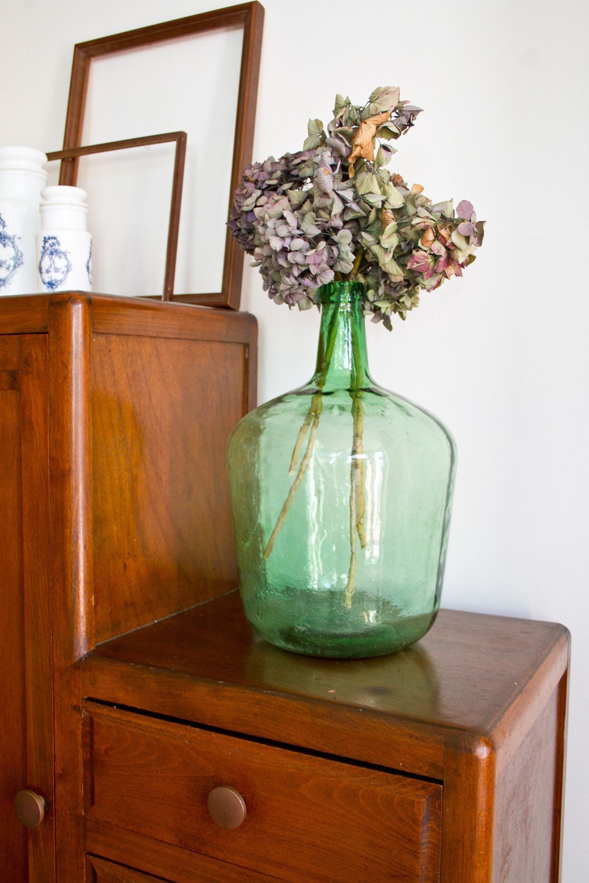 Dame Jeanne 20L Vert Style Visera, Ancien Vase, Vintage Vase 1960S