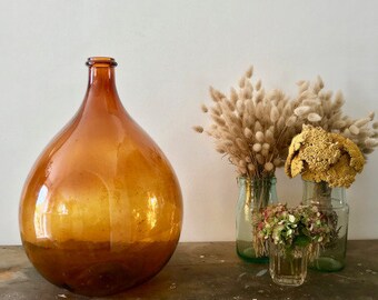 XL size French Dame Jeanne/demijohn ambre 30L ancien rare color