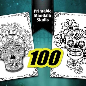 100 Digital Coloring Pages PDF With Mandala Sugar Skulls Designs. - Etsy