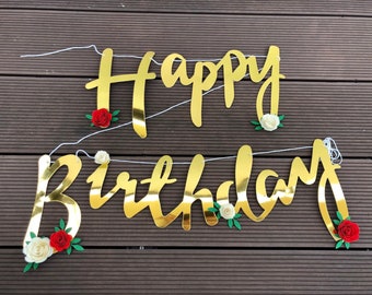 gold birthday banner etsy