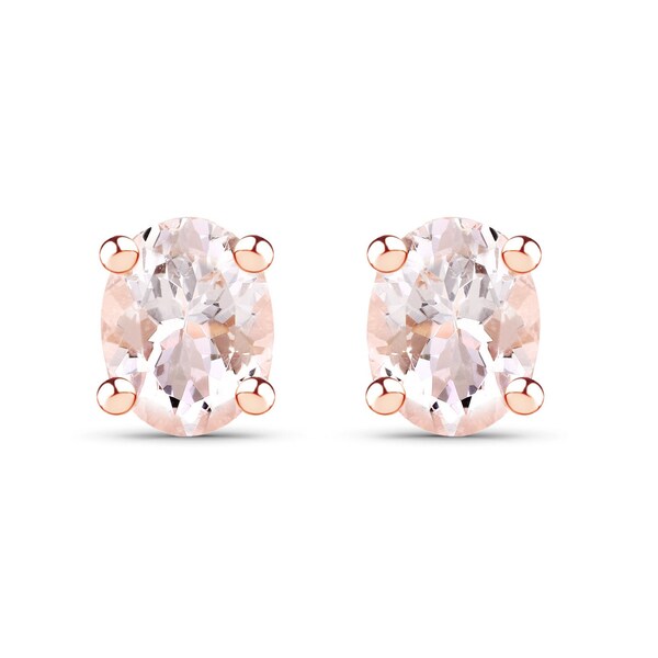 Luckyshine Multi-Color Amethyst & Morganite Stud Earrings – Rose Gold Plated Copper – New Year Gift
