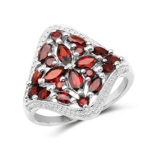 Garnet Ring, Genuine Garnet Ring Sterling Silver, Garnet Ring for Women, January Birthstone Ring, Red Gemstone Ring Silver, Promise Ring