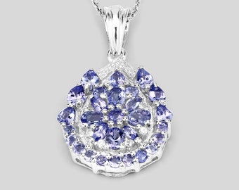 May include: A silver pendant necklace with a teardrop-shaped design featuring a cluster of purple amethyst gemstones.