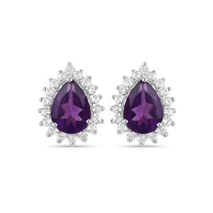 Amethyst Earrings, Genuine Amethyst Sterling Silver Earrings, Amethyst Stud Earrings, February Birthstone Earrings, Bridesmaid Gift