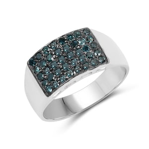 Blue Diamond Ring, Natural Blue Diamond Sterling Silver Ring, April Birthstone Ring,  Ice Blue Diamond Ring, Bridal Diamond Ring