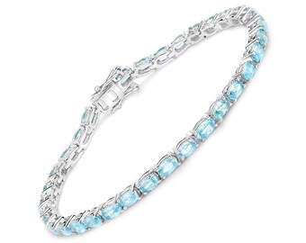 Blue Zircon Bracelet 14k /& Sterling Silver Genuine Blue Stone 8\u201d Link Bracelet 1930s
