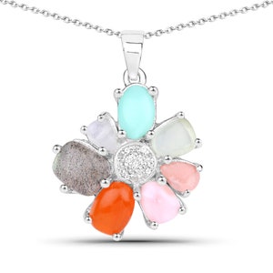Multi Stone Pendant, 925 Silver Pendant, Gemstone Necklace, Pendant For Women, Gift Pendant, Women Jewelry, Necklace Jewelry, Gift For Her