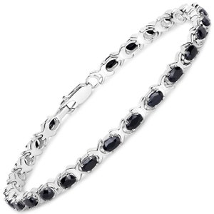 Sapphire Bracelet, Genuine Black Sapphire Bracelet Sterling Silver, Sapphire Bracelet for Women, September Birthstone Tennis Bracelet