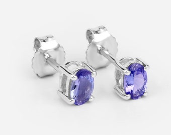 0.88 Carat Genuine Tanzanite .925 Sterling Silver Earrings