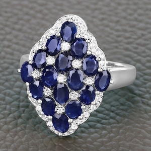 Sapphire Ring, Natural Blue Sapphire Sterling Silver Ring for Women, September Birthstone Ring, Blue Stone Ring, Birthday Gift, Gift for Mom