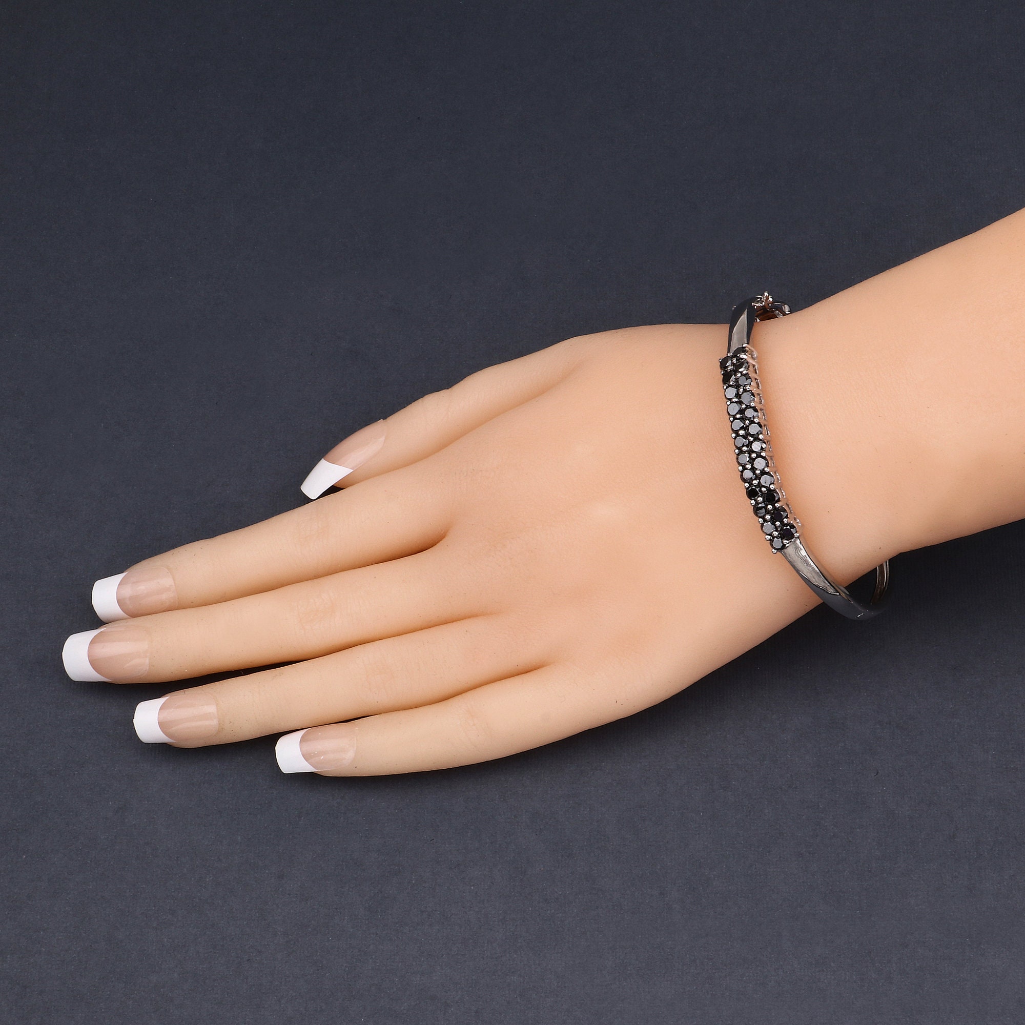 Black Diamond Bangle Bracelet Women
