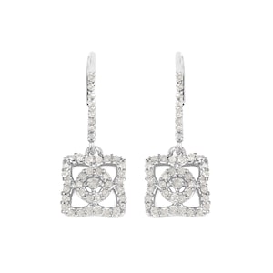 Silver Diamond Earrings, Genuine White Diamond Sterling Silver Earrings, Diamond Drop Earrings, April Birthstone Earrings image 1