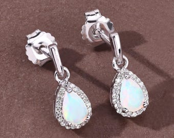 Opal Earrings, Ethiopian Opal Silver Dangle Earrings, October Birthstone Jewelry, Real Opal Jewelry, Gifts for Her, Christmas Gifts
