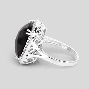 Genuine Black Onyx Ring – 1.90ct Cushion Cut In Silver Overlay, Size 9, High Polish Finish - View #6