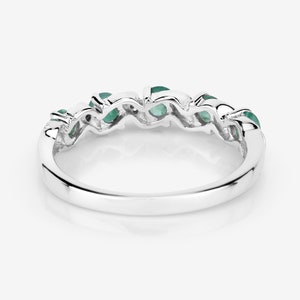 Emerald Ring, Natural Emerald 5-Stone Sterling Silver Ring for Women, May Birthstone Ring, Green Gemstone Ring, Gift for Her
