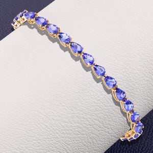 14K Gold Tanzanite & Diamond Bracelet, Tanzanite Gold Bracelet, Tanzanite 14K Yellow Gold Bracelet, December Birthstone, Bridesmaid Gift