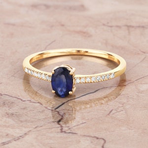 14K Gold Ring, Genuine Sapphire, Blue Sapphire Bridge Ring, Sapphire Jewelry, 14K Gold Ring, Sapphire Diamond, Fine Jewelry, Christmas Gift