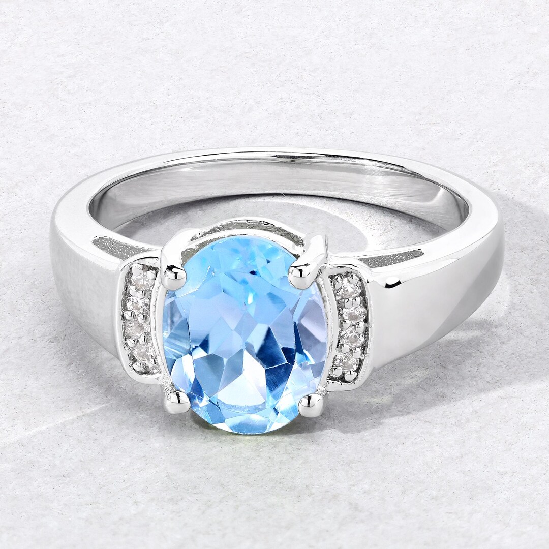 Real Blue Topaz Rings Real Blue Topaz Ring, Blue Topaz Sterling Silver Cocktail Ring, Blue ...