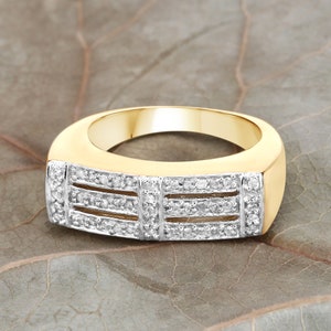 Diamond Ring, Genuine White Diamond Silver Ring, 14k Yellow Gold Plated Diamond Ring, April Birthstone Ring, Silver Engagement Ring