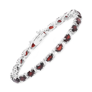 Garnet Bracelet, Garnet Bracelet Sterling Silver, Garnet Bracelet for Women, January Birthstone Bracelet Gift for Women, Anniversary Gift