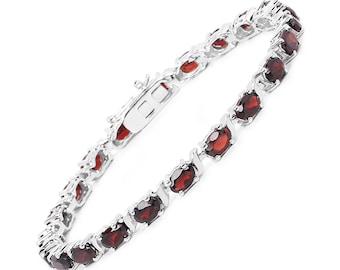 Garnet Bracelet, Garnet Bracelet Sterling Silver, Garnet Bracelet for Women, January Birthstone Bracelet Gift for Women, Anniversary Gift