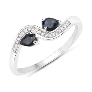18k Gold Sapphire Ring, Blue Sapphire and Diamond Gold Ring, 18k Gold Rings for Women, Dainty Sapphire Ring, September Birthstone Ring